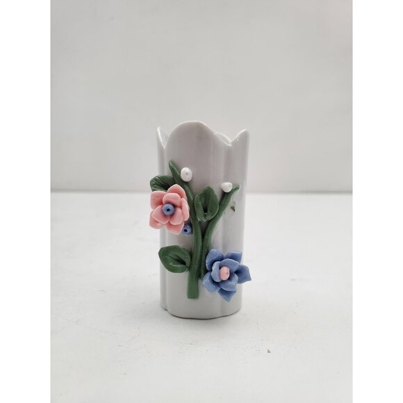 Vintage Italian Vase Roses Pottery Porcelain European Art Mid Century Italy Hand - Picture 1 of 9